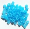 100 3x7mm Rough Cut Milky Blue Glass Spacer Beads
